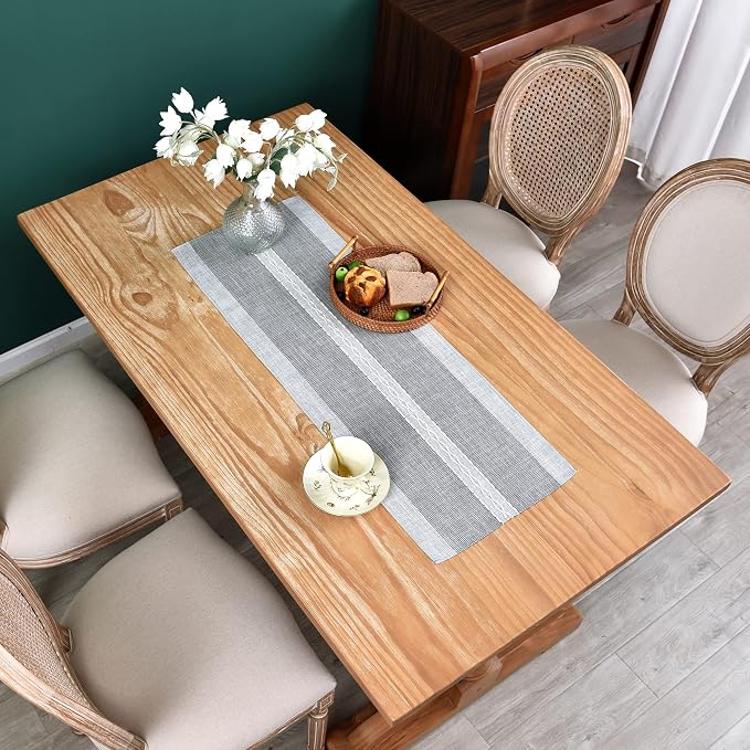 NEWISHER Farmhouse Braided Striped Embroidery Small Table Runner 36 inches | - Image 7