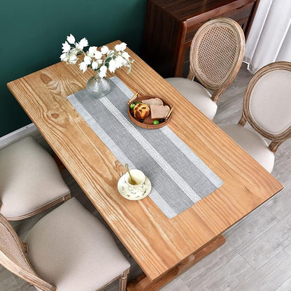 NEWISHER Farmhouse Braided Striped Embroidery Small Table Runner 36 inches | - Image 7