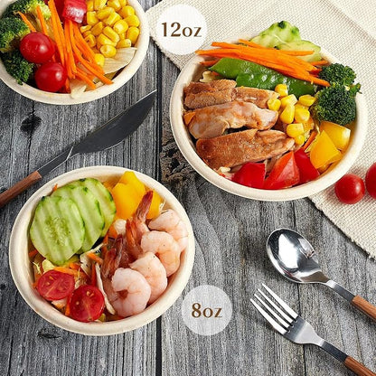 ZORRITA Disposable Paper Bowls, 8 oz, 150 Pack | Natural Sugarcane, Small - Image 7