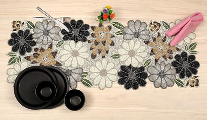 Lightnpro Floral Handmade Decorative Thanksgiving Christmas Beaded Table Runner - Image 3