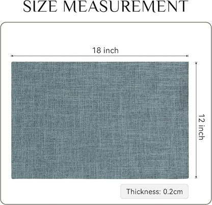 Softalker Faux Linen Placemats Set of 6-12 x 18 Inch, Heat Resistant Double Layered Durable Burlap Farmhouse Place Mats, Non-Slip Washable Rustic Table Mats for Dining, Kitchen, Party（Light Blue