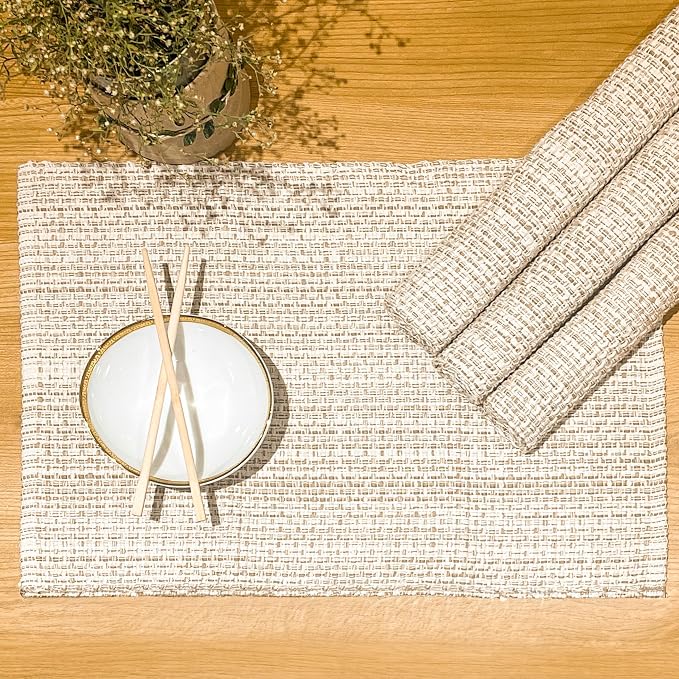 Cotton Placemats Set of 4, 13x19 Inch Washable Woven Fabric Table Mats - Image 2
