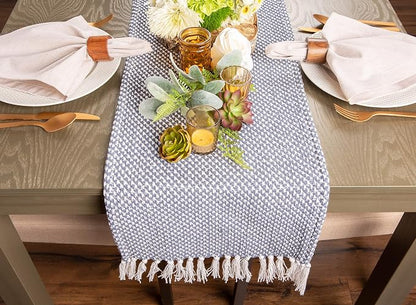 DII Woven Basics Collection 100% Cotton Knit Table Runner, French Blue - Image 4