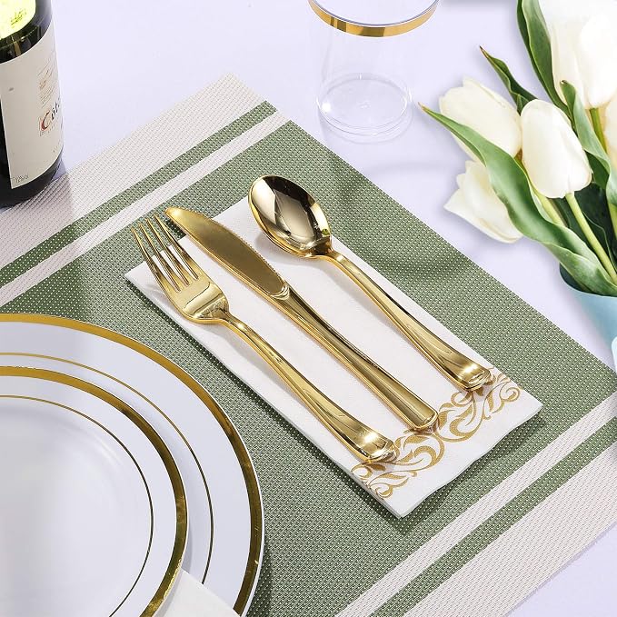 FOCUSLINE 175 Count Gold Dinnerware Set - Image 3