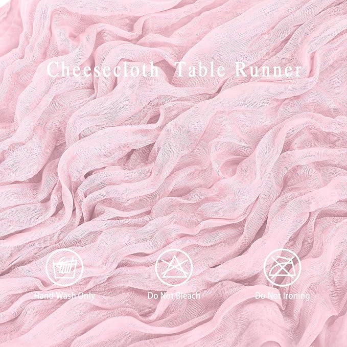 8 Pack Pink Cheesecloth Table Runner 17x108 inch Boho Gauze Cheese Cloth Table - Image 4