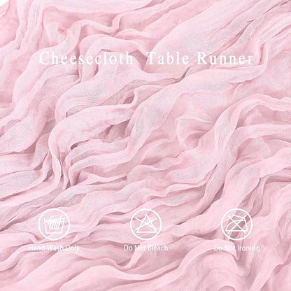8 Pack Pink Cheesecloth Table Runner 17x108 inch Boho Gauze Cheese Cloth Table - Image 4