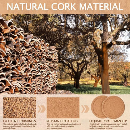 Set of 12 Cork Coasters with Metal Holder, Absorbent Coasters - Image 3