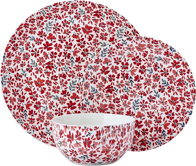 Pfaltzgraff Radiant Blossom 12 Piece Floral Stoneware Dinnerware Plate Bowl - Image 2