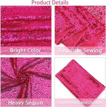 12 Packs 12 X 72 Inch Hot Pink Sequin Table Runner Glitter Dining Table Runner - Image 4