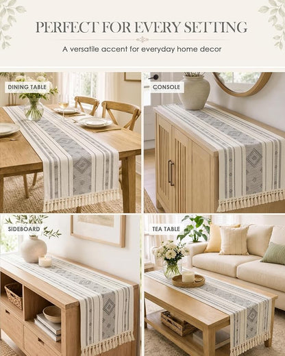 Table Runner, 13.8 x 72 Inch, Thick Jacquard Woven | Stain & Wrinkle Resistant - Image 4
