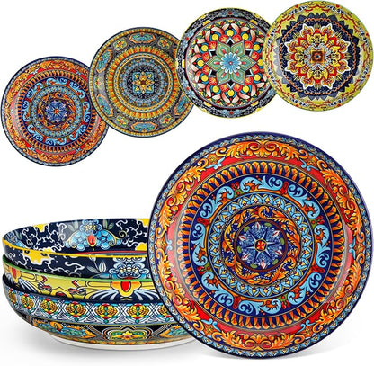 vancasso Pasta Bowls Set of 4, 42oz Ceramic Salad Serving Bowls, Bohemian | by vancasso