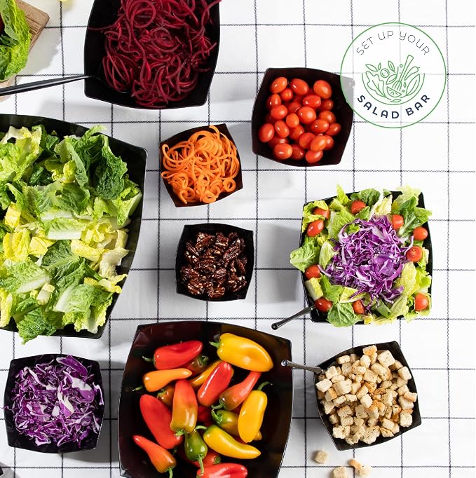 PLASTICPRO Disposable Square Serving Bowls, Party Snack or Salad Bowl, Plastic - Image 4