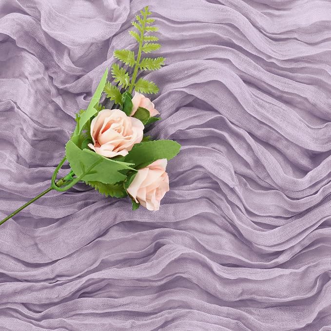 6 Pieces Lilac 10FT Cheesecloth Table Runner Boho Gauze Fabric Table Runner - Image 5