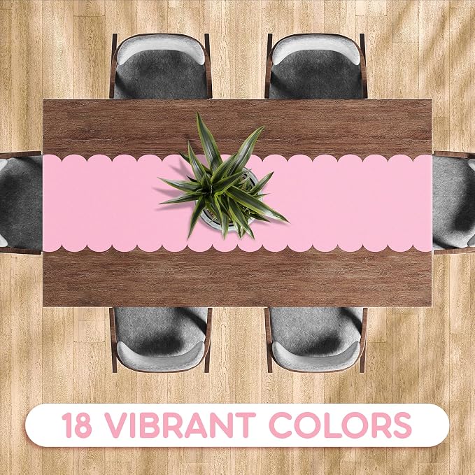 Light Pink Scallop Table Runner, Disposable Plastic, 5 Pack - Image 5
