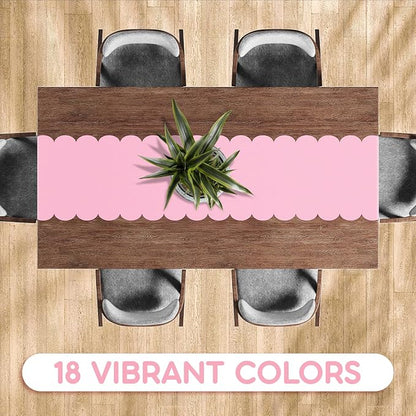 Light Pink Scallop Table Runner, Disposable Plastic, 5 Pack - Image 5
