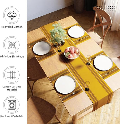 Encasa XO Table Runner, Yarn Dyed Ribbed Cotton 13"x94" | Ladder Yellow - Image 3