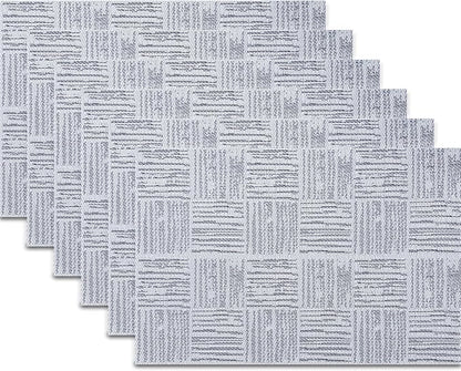 Placemats Set of 6 Plastic Vinyl Place Mats for Dinner Table, No-Slip Wipeable Table Mats Daily Use Patio Kitchen Decoration (18"x12", Grey)