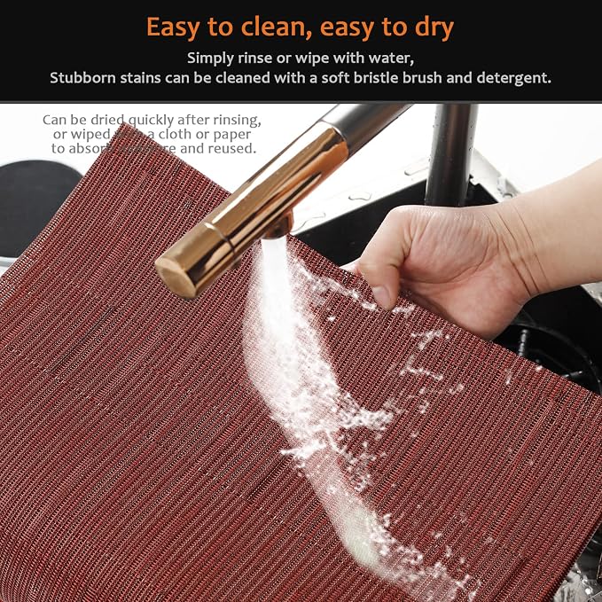 Red Vinyl Placemats Set of 8, Heat Resistant Table Placemats | 18x12 inch place - Image 5