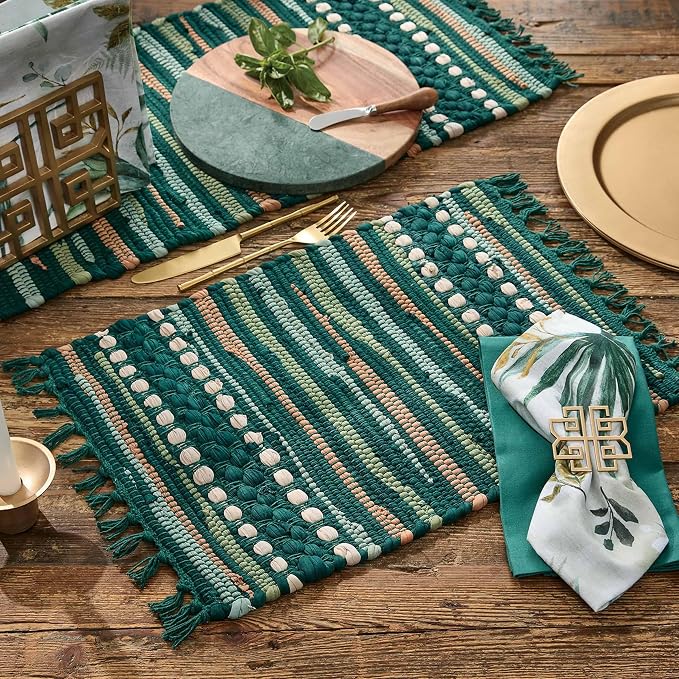 Park Designs Rainforest Chindi Table Runner 13" x 54" | Cotton | Tassel Fringe - Image 2