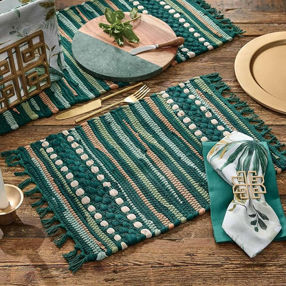 Park Designs Rainforest Chindi Table Runner 13" x 36" | Cotton | Tassel Fringe - Image 2