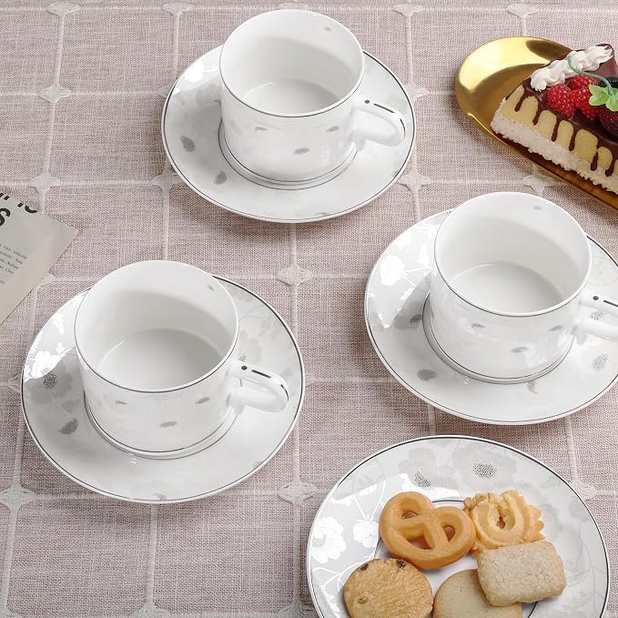 fanquare 7 Ounces Bone China Teacup and Saucer Set - Image 4