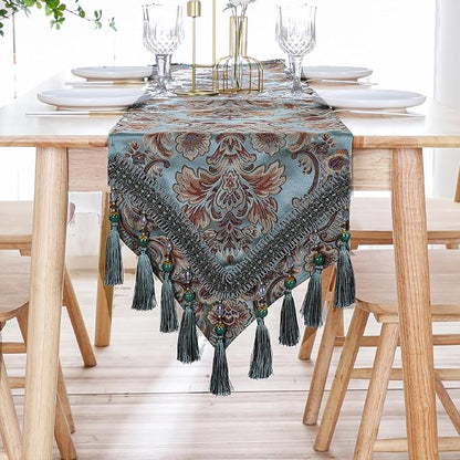 Luxury Vintage Table Runner Embroidery Jacquard Fabric by Fhberni