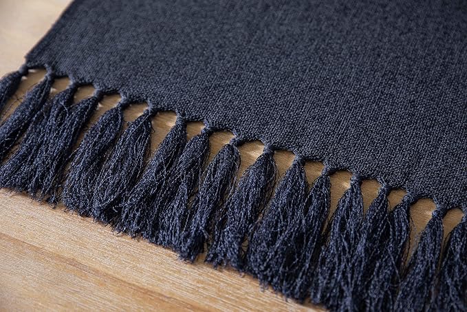 Navy Table Runners 60 Inches Long, Burlap Linen Style Rustic Farmhouse Table - Image 6
