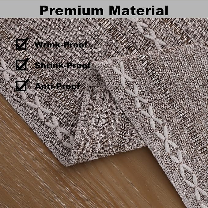 Gernaice Boho Table Runner, Rustic Embroidered Cotton Linen Farmhouse Table - Image 4