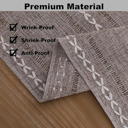 Gernaice Boho Table Runner, Rustic Embroidered Cotton Linen Farmhouse Table - Image 4