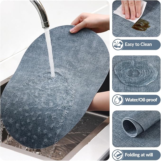 Placemats Set of 4, 11.8 x 17 Inch, Waterproof Wipeable Reversible PU Placemat - Image 5