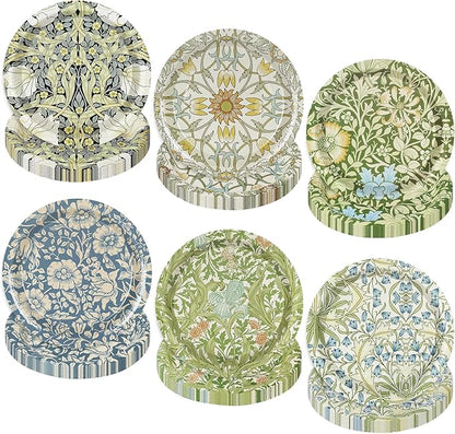 60 Pcs Vintage Wildflower Paper Plates Disposable Plates 9 Inch Green Blue by Unknown