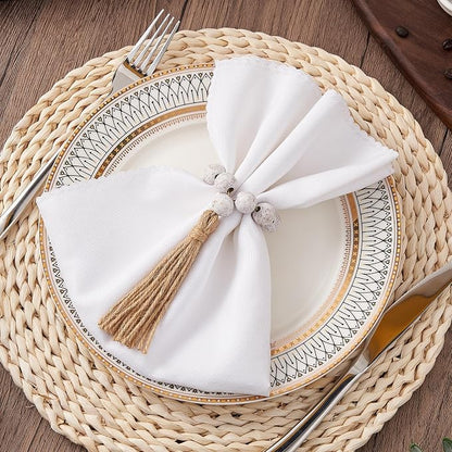 APTWOW Napkin Rings Set of 6, Wooden Napkins Rings - Image 2