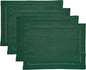 Solino Home Linen Placemats Set of 4 - Classic Hemstitch Rainforest Green Placemats 14 x 19 Inch - 100% Pure Linen Table Mats for Winter, St Patricks Day