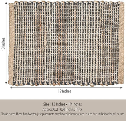 Natural Jute & Black Placemats, 13x19 Inch Dining Table Placemats - Image 5