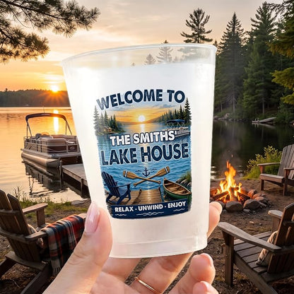 Welcome To The Lake House, Personalized Lake Party Cups | Reusable Plastic Cups - Image 3