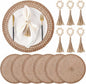 12 Pcs 15'' Burlap Boho Woven Placemat Wood Bead Napkin Rings by Gandeer