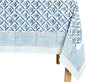 ATOSII Netta Blue 100% Cotton Rectangle Spring Tablecloth, Handblock Floral Linen Table Cloth for Kitchen Dining Table I Parties Weddings Outdoors Home Decor 72 X 120 Inches I 10 Seater