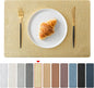 Jovono Faux Leather Placemats Set of 6, Waterproof Washable Table Mats, Easy-Clean Heat Resistant Kitchen Vinyl Place Mat for Dining Table, Wedding, Holidays, Indoor, 17.8"x11.8", Gold