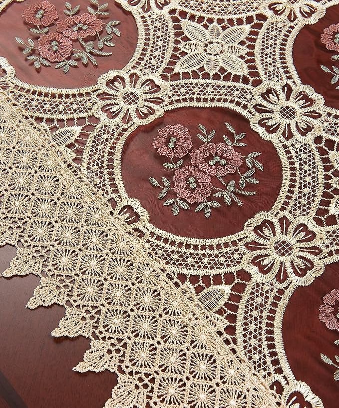 Burgundy Lace Table Runner 16 × 108 Inch Long - Image 2
