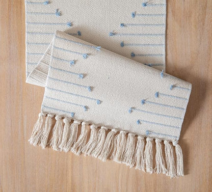 Boho Table Runner 13 x 108 Inch Long Natural Cotton Woven Runner - Image 5