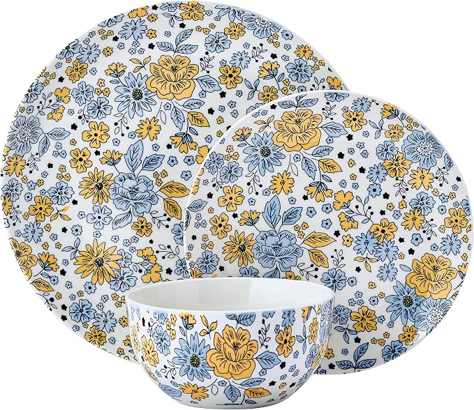 Pfaltzgtraff Vibrant Garden 12 Piece Floral Stoneware Dinnerware Plate Bowl - Image 2