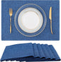 homing Cotton Linen Placemats Set of 6, Cloth Washable Farmhouse Dining Table Mats for Indoors & Outdoors, Easy to Clean, Navy Blue, 13 x 19 Inch