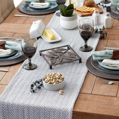 DII Woven Basic Tabletop Collection, Chevron Table Runner, Stone Blue - Image 3