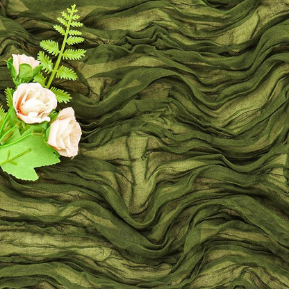 Olive Green 10FT Cheesecloth Table Runner Boho Gauze Fabric Table Runner Rustic - Image 5