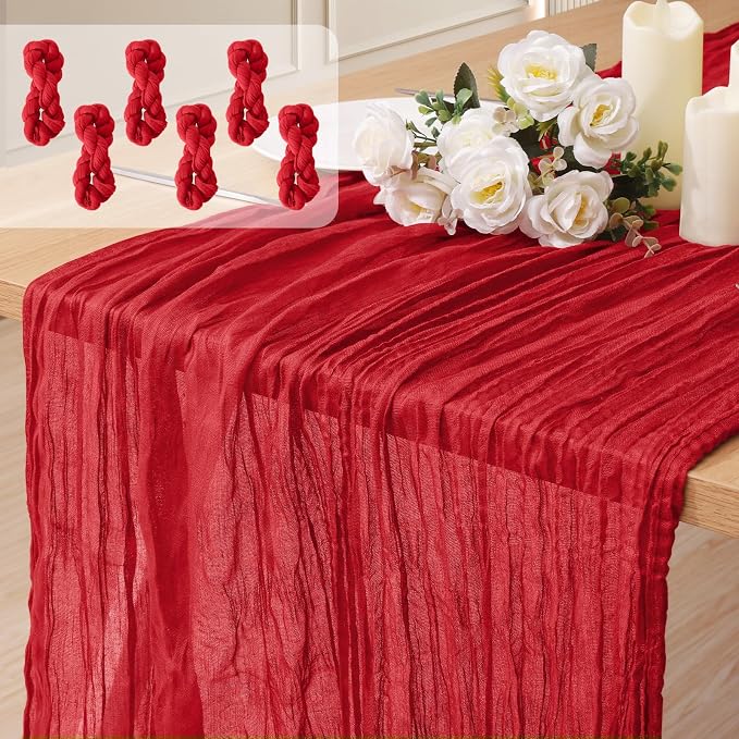 6 Pack Cheesecloth Table Runner 10Ft Christmas Gauze Boho Table Runners by Home