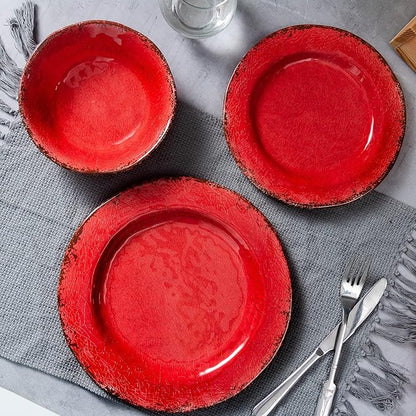 LEHAHA Melamine Cereal Bowls Sets, Set of 6 7” Farmhouse Melamine Small Bowls for Salad, Pasta, Snack, Dessert, Soup, Dipping or Ice Cream, Dishwasher Safe, Red