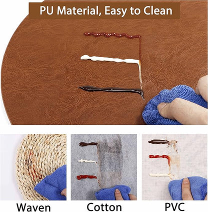 Set of 8 PU Leather Placemats, Waterproof Coffee Coasters, Kitchen Table Mats - Image 2