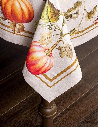 Maison d' Hermine Table Cloth Square Table 100% Cotton 60 x 60 Inches Fall Tablecloth Reusable Everyday Use for Thanksgiving Christmas Decorations Dining Farmhouse Party (Potiron)