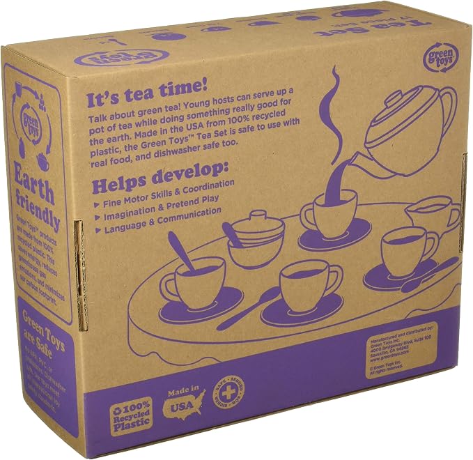 Green Toys Tea Set, Motor Skills, Language & Communication Kids Role Play Toy. - Image 4