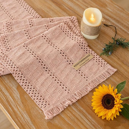 Keketoarrange Boho Macrame Table Runner 12x72 Inch | Woven Burlap Rustic Runner by KEKETOARRANGE